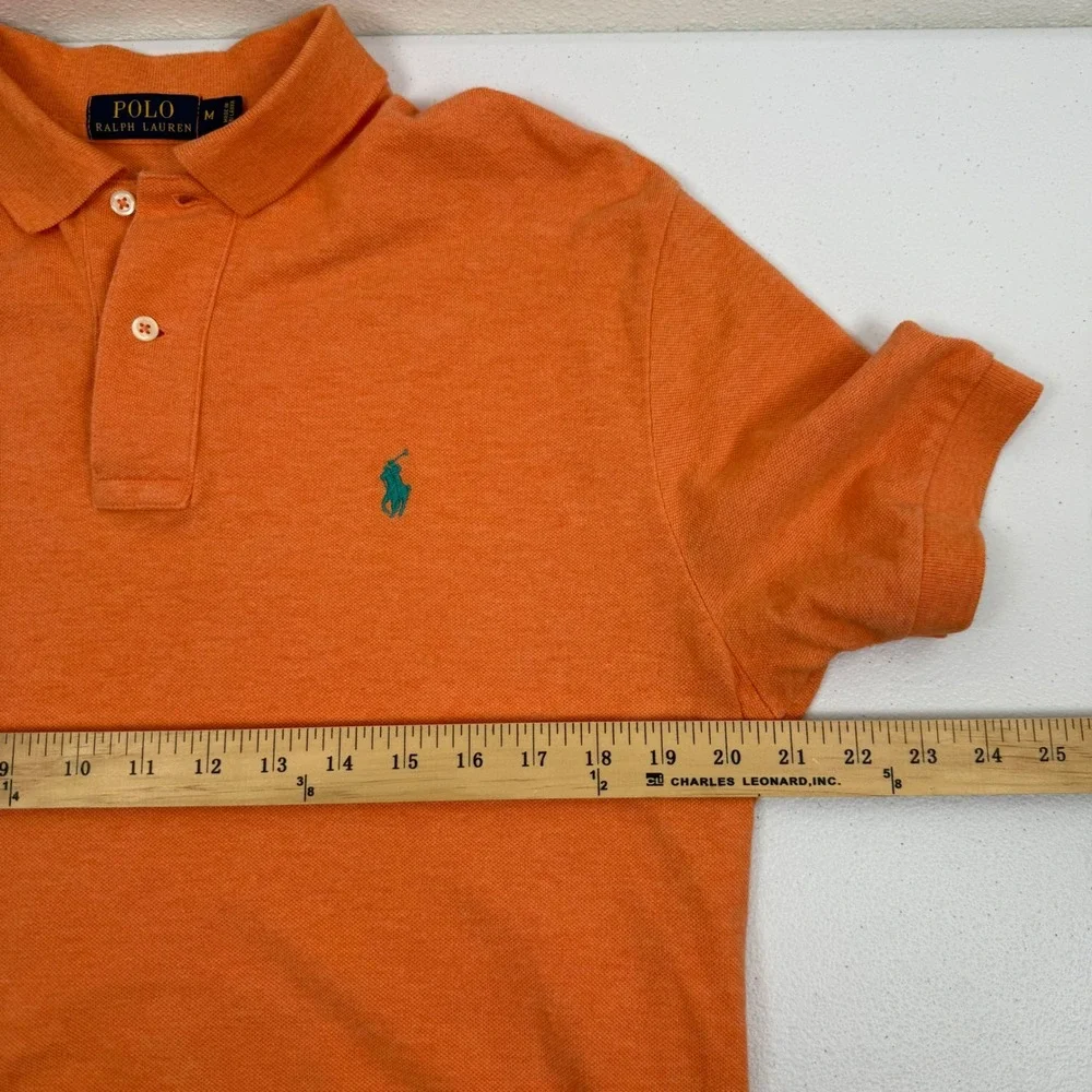 Polo Ralph Lauren Mens Orange Heather Short Sleeve‎ Pique Polo Shirt Size M